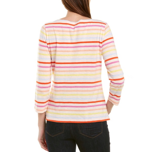 J. Crew Striped Boat Neck 3/4 Sleeve Top in Pink/Multicolor Size XXS - Picture 4 of 11